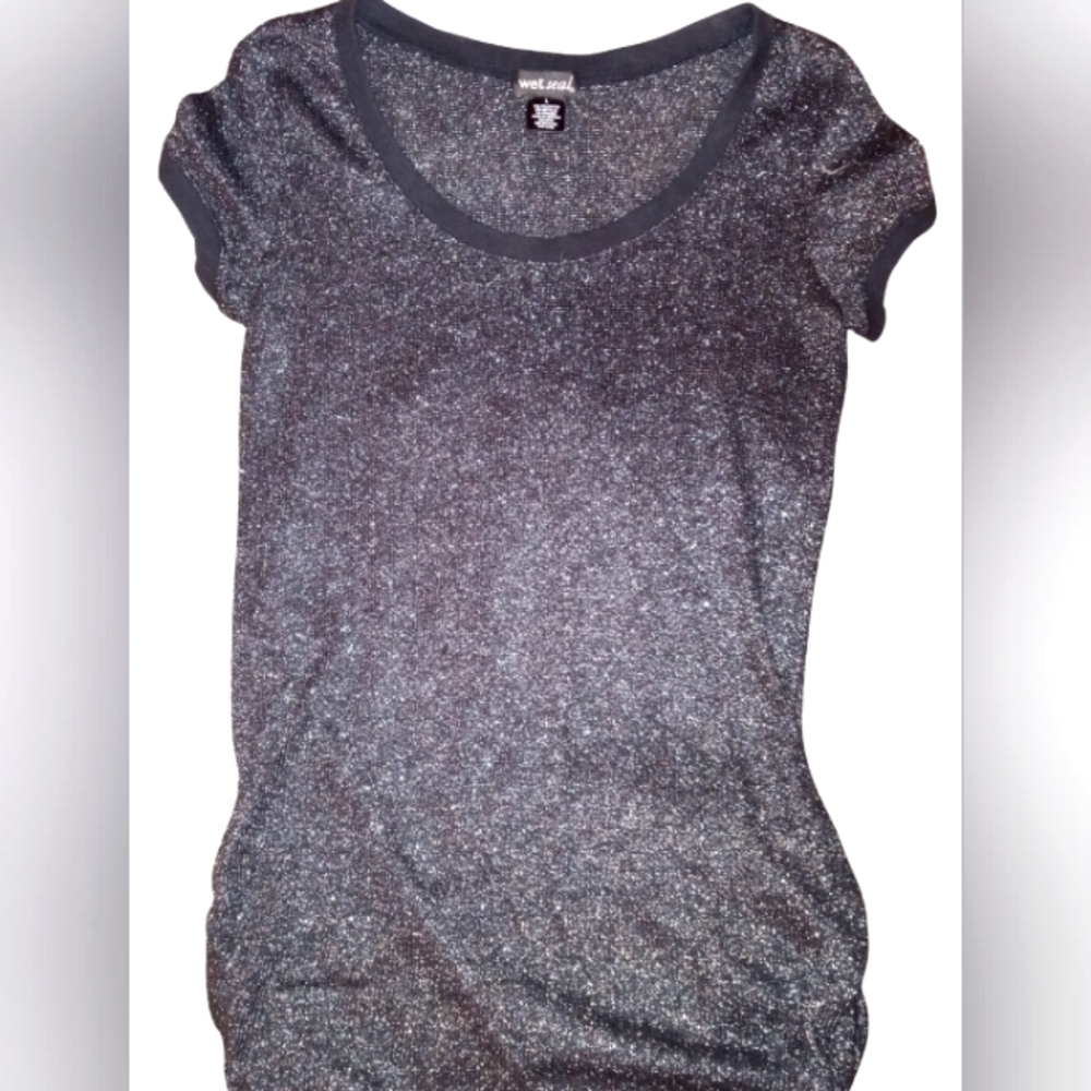 Wet Seal black metallic sheer top. Size large. Brand new, never worn.